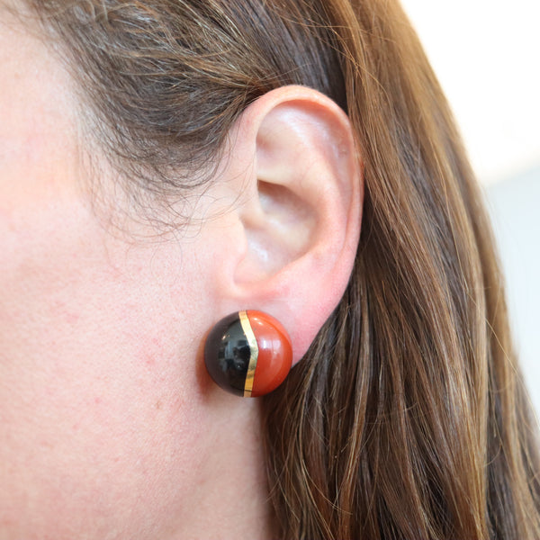 TIFFANY & Co. Angela Cummings Modernist Earrings 18Kt Gold Jasper & Jade