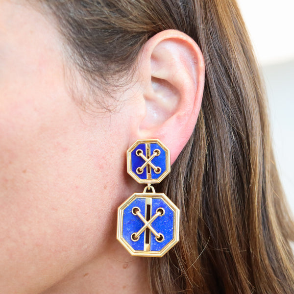 DAVID WEBB Aldo Cipullo Design Dangle Earrings In 18Kt Gold With Lapis Lazuli