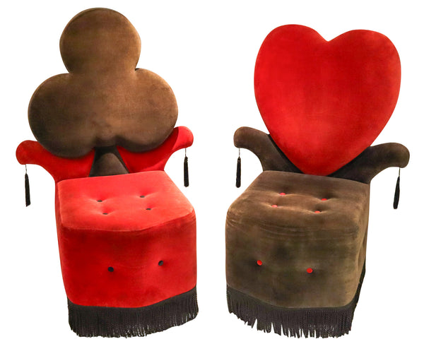 BLACK JACK 1970 Set of Four Large Vintage Playing Card Suit Red & Black Chairs