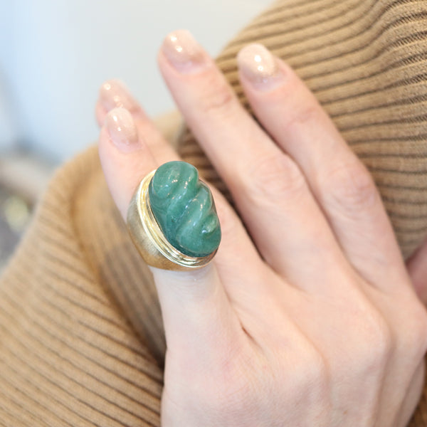 BURLE MARX 1960 Brazil Forma Livre Ring In 18Kt Yellow Gold With Amazonite