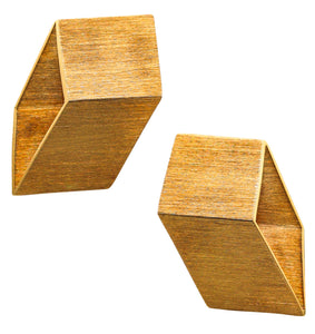 -Giampaolo Babetto 1984 Artistic Geometric Earrings In Brushed 18Kt Yellow Gold