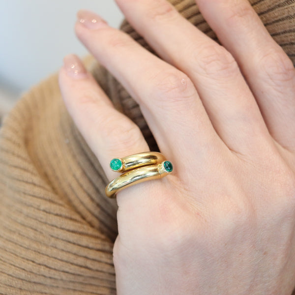 TIFFANY & CO. 1970 Jean Schlumberger Spiral Ring In 18Kt Yellow Gold With Emeralds