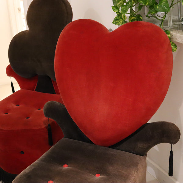 BLACK JACK 1970 Set of Four Large Vintage Playing Card Suit Red & Black Chairs