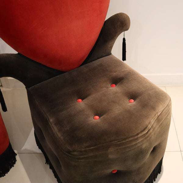 BLACK JACK 1970 Set of Four Large Vintage Playing Card Suit Red & Black Chairs