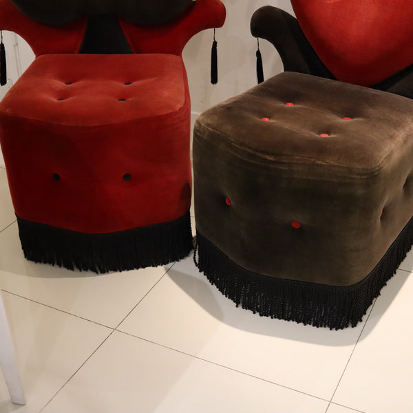 BLACK JACK 1970 Set of Four Large Vintage Playing Card Suit Red & Black Chairs