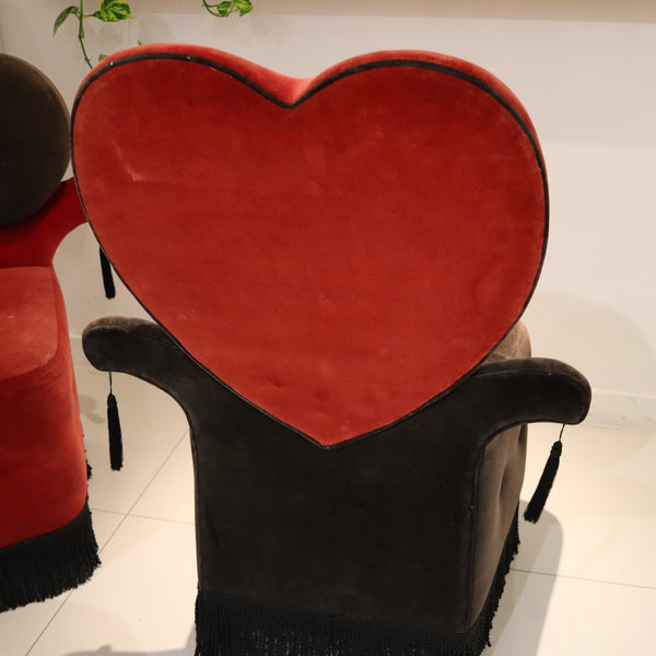 BLACK JACK 1970 Set of Four Large Vintage Playing Card Suit Red & Black Chairs