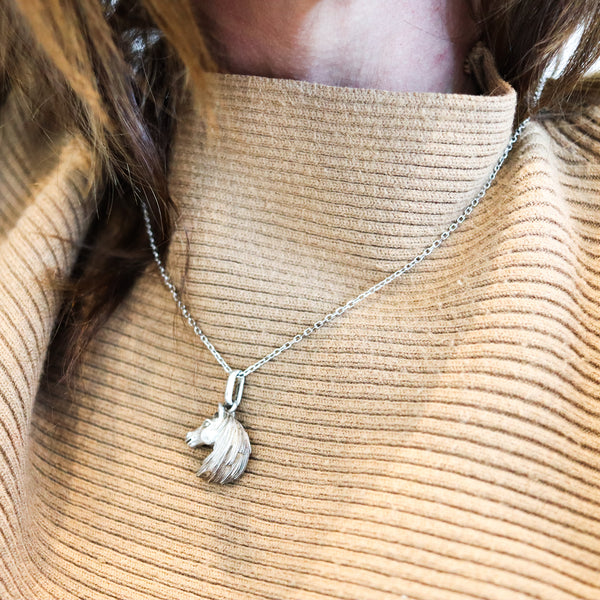 HERMES Paris 1960 Three Dimensional Sculpted Horse Head Pendant In Sterling Silver