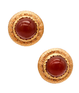 -Cazzaniga Roma 1970 Studs Earrings In 18Kt Yellow Gold With 13.5 Ctw In Carnelian