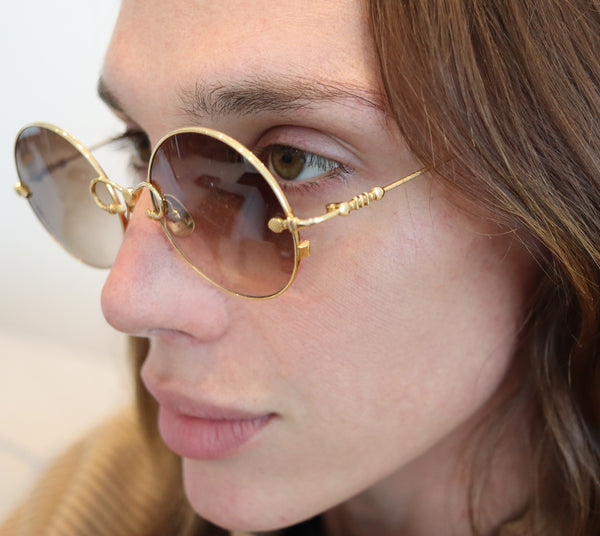 NAVIER Germany 2000 Fashion Polarized Sun-Glasses In Solid 18Kt Yellow Gold