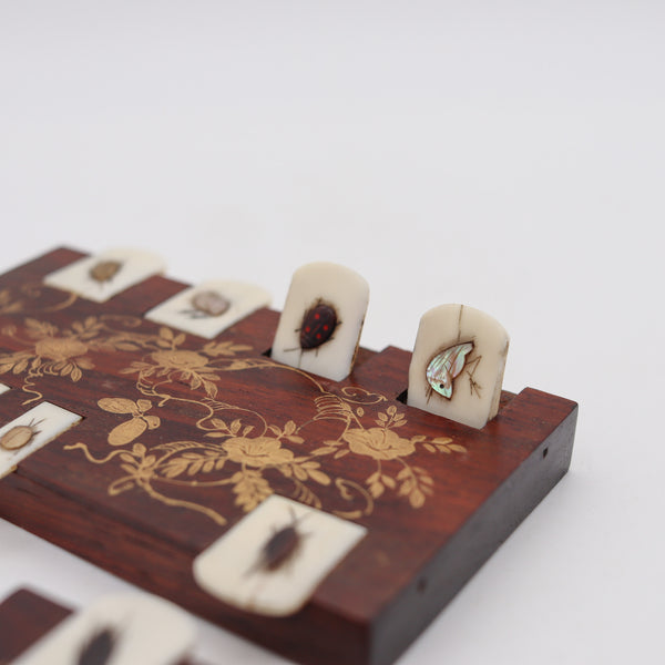 JAPAN 1900 Meiji Pair of Shibayama Bezique Whist Game Counters With Insects