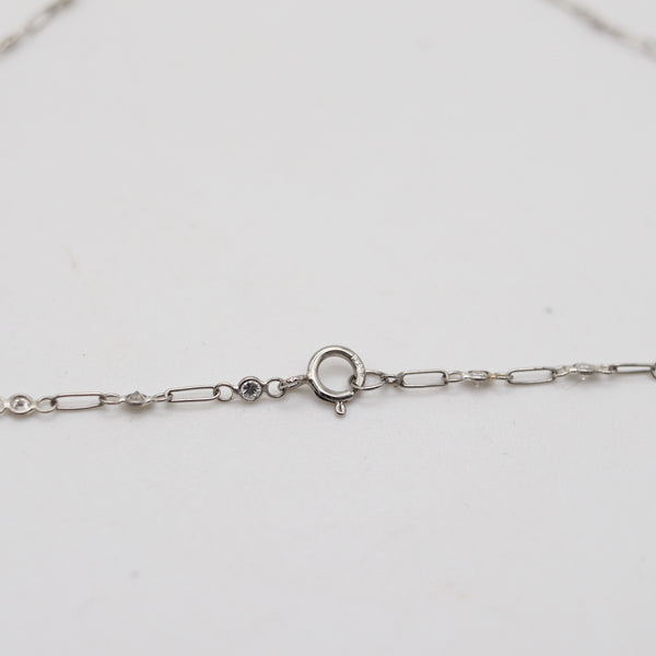 ART DECO 1920 European Platinum Necklace With Carved Jadeite Jade & Diamonds