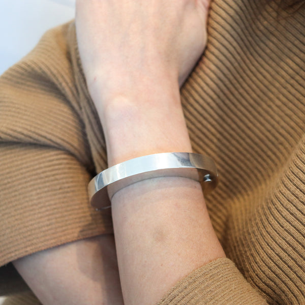 MARCIA LORBERFELD 1980 Modernist Bangle Bracelet In .925 Sterling Silver