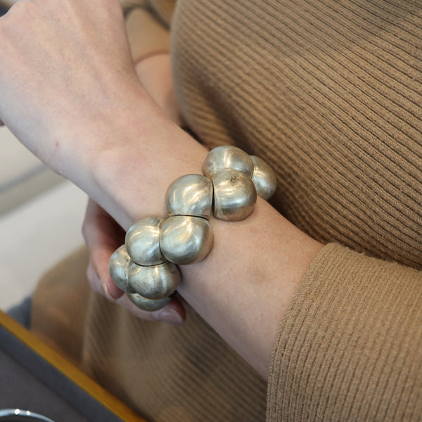 YUKIHIRO SHIBATA Modernist Flexible Bangle In .950 Sterling & Gold Vermeil