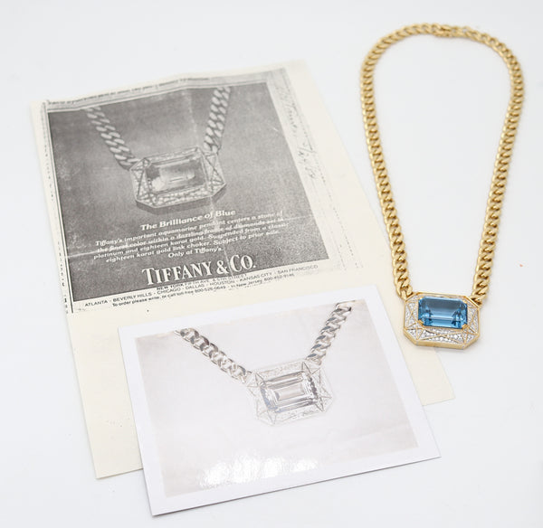 TIFFANY & CO. Necklace In 18Kt Yellow Gold Platinum With VS Diamonds & Aquamarine