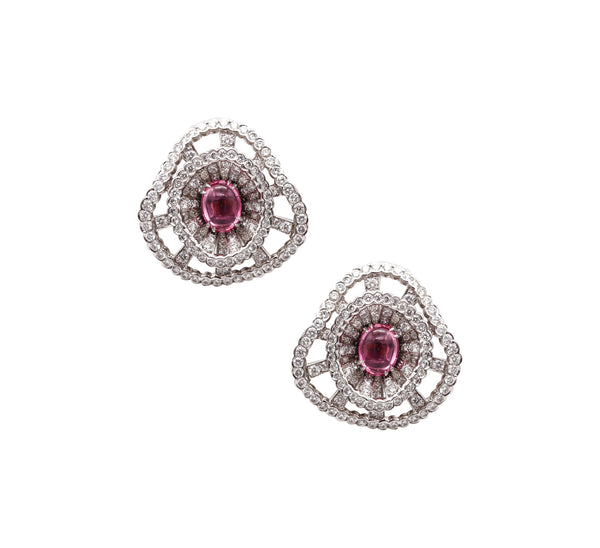 -Boucheron Paris Earrings In 18Kt Gold With 10.42 Ctw In Diamonds And Tourmalines