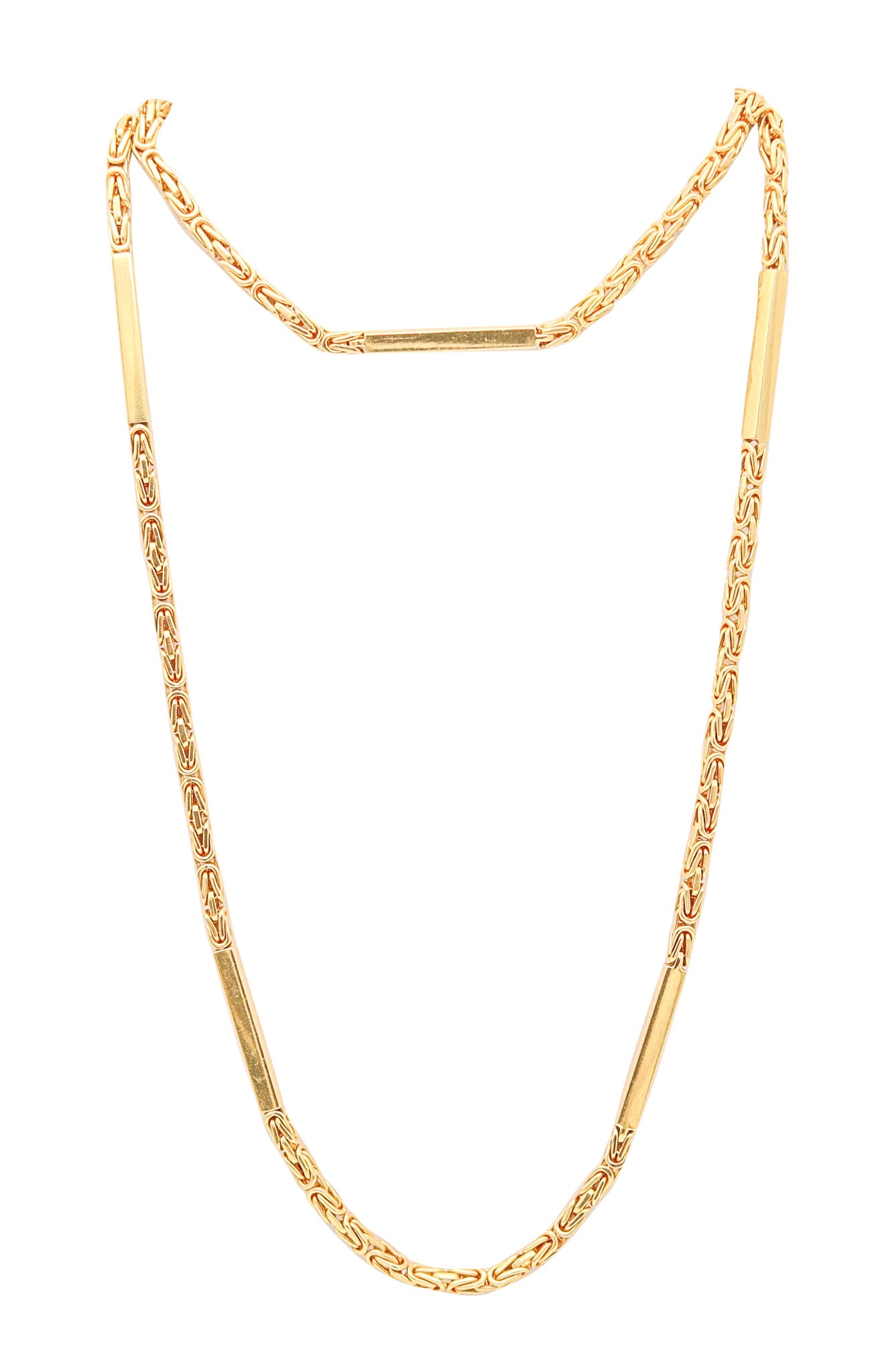 GUCCI 1970 Milano Vintage Byzantine Necklace Chain In Solid 18Kt Yellow Gold