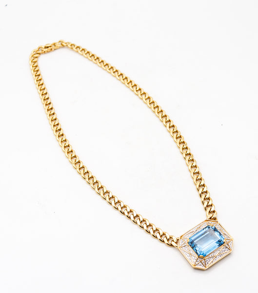 TIFFANY & CO. Necklace In 18Kt Yellow Gold Platinum With VS Diamonds & Aquamarine