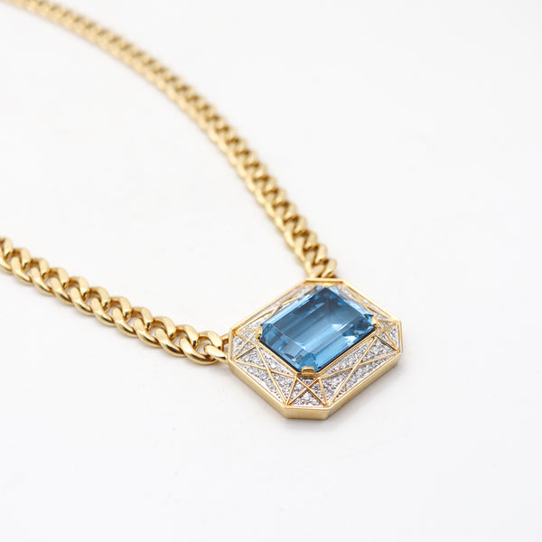 TIFFANY & CO. Necklace In 18Kt Yellow Gold Platinum With VS Diamonds & Aquamarine