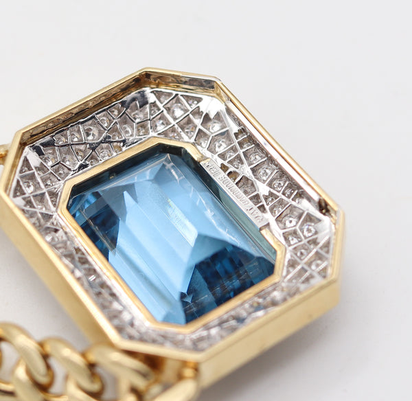 TIFFANY & CO. Necklace In 18Kt Yellow Gold Platinum With VS Diamonds & Aquamarine