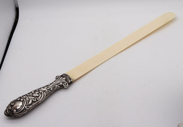 DEAKIN & FRANCIS 1888 Victorian Ivory Letter Opener In Sterling Silver