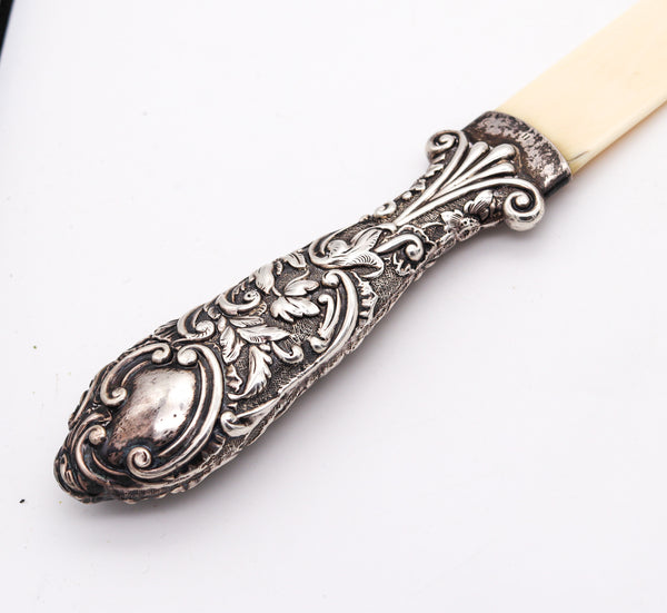 DEAKIN & FRANCIS 1888 Victorian Ivory Letter Opener In Sterling Silver