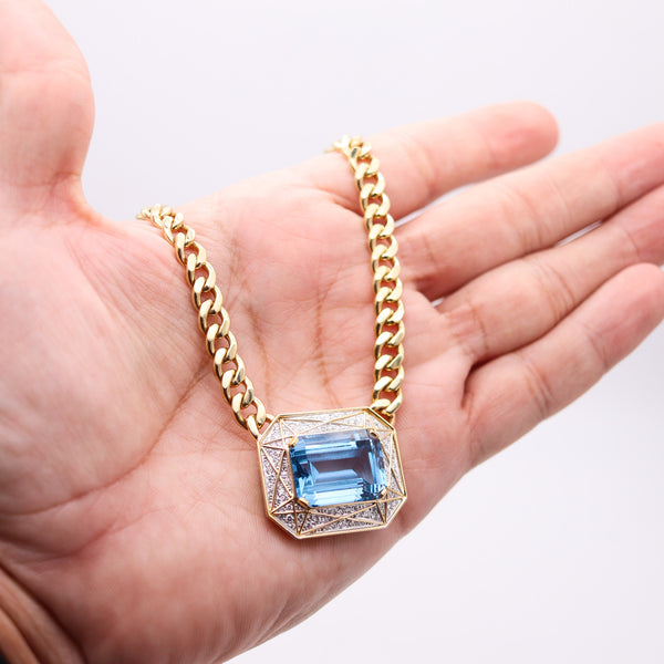 TIFFANY & CO. Necklace In 18Kt Yellow Gold Platinum With VS Diamonds & Aquamarine