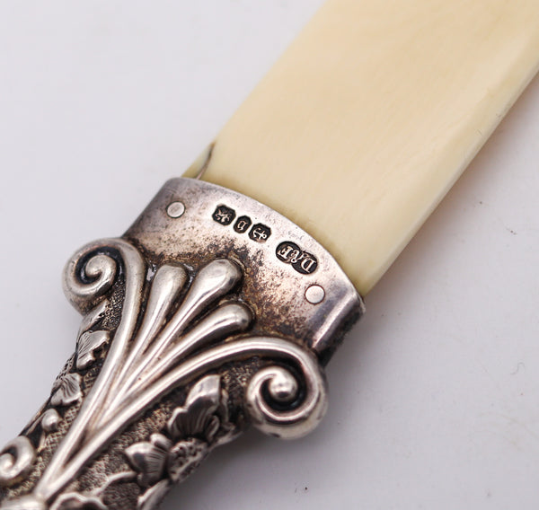 DEAKIN & FRANCIS 1888 Victorian Ivory Letter Opener In Sterling Silver