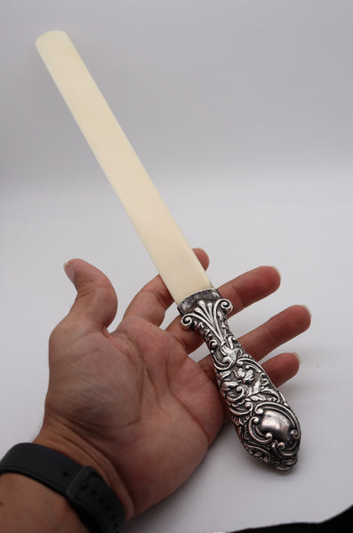 DEAKIN & FRANCIS 1888 Victorian Ivory Letter Opener In Sterling Silver