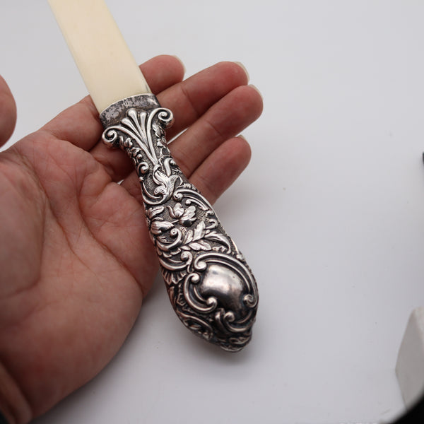 DEAKIN & FRANCIS 1888 Victorian Ivory Letter Opener In Sterling Silver