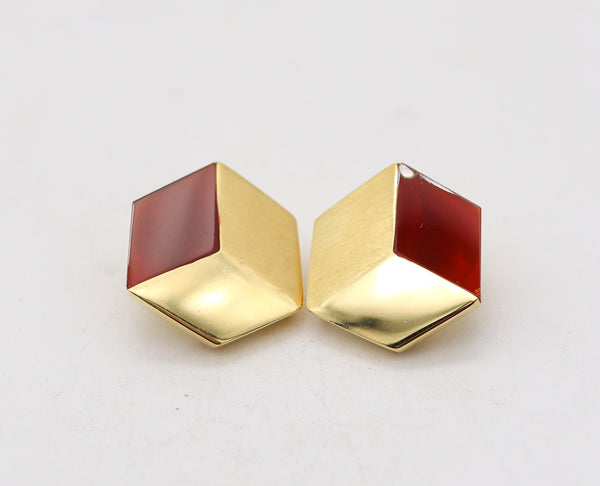 TIFFANY & Co. Angela Cummings Geometric Earrings In 18Kt Gold With Carnelian