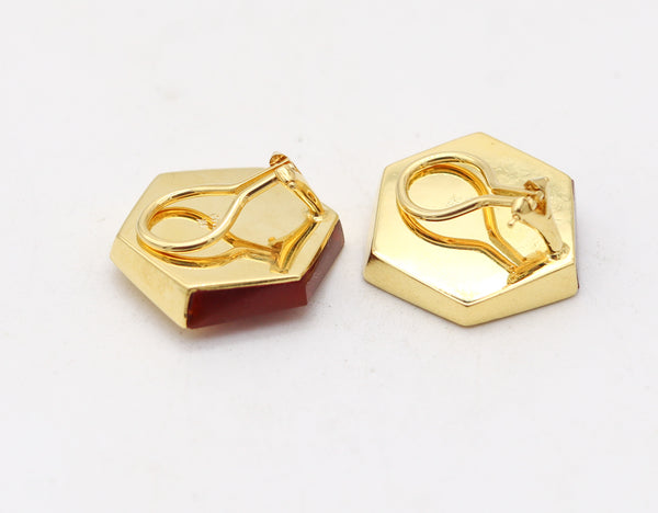 TIFFANY & Co. Angela Cummings Geometric Earrings In 18Kt Gold With Carnelian