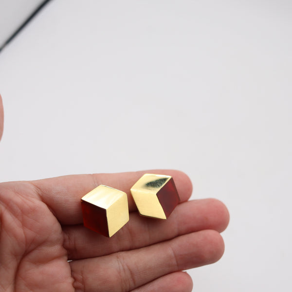 TIFFANY & Co. Angela Cummings Geometric Earrings In 18Kt Gold With Carnelian