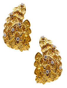 -Fratelli Gaspari Retro Modern Hoops In 18Kt Gold With 2.04 Cts In Diamonds