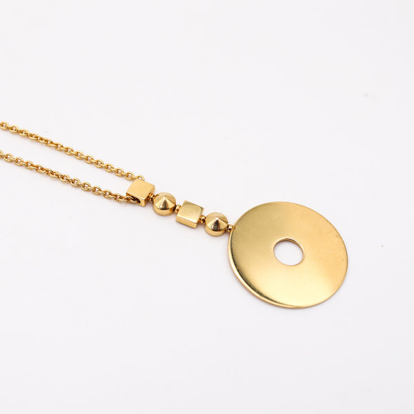 BVLGARI Roma 1970 Geometric Pendant Necklace In 18Kt Yellow Gold
