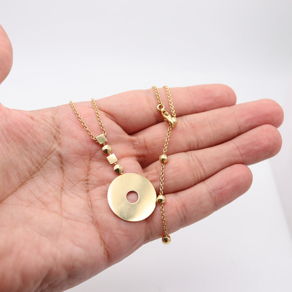BVLGARI Roma 1970 Geometric Pendant Necklace In 18Kt Yellow Gold