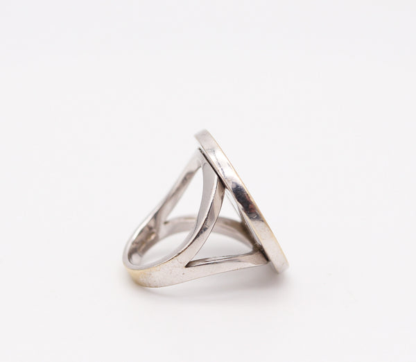BVLGARI Milano Signature Cocktail Ring In 18Kt White Gold With Round Onyx