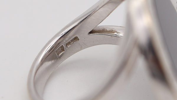 BVLGARI Milano Signature Cocktail Ring In 18Kt White Gold With Round Onyx