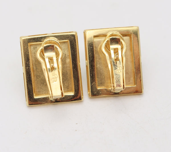 MODERNISM 1960 Geometric Earrings In 18Kt Yellow Gold With Turquoises