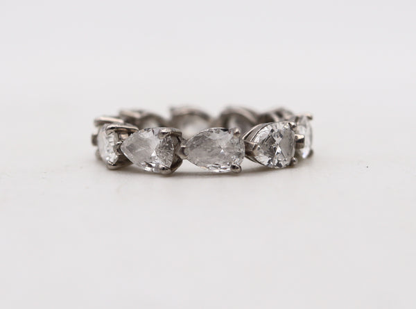 ETERNITY RING Band In 18Kt White Gold With 3.50 Ctw Pears Shape Diamonds