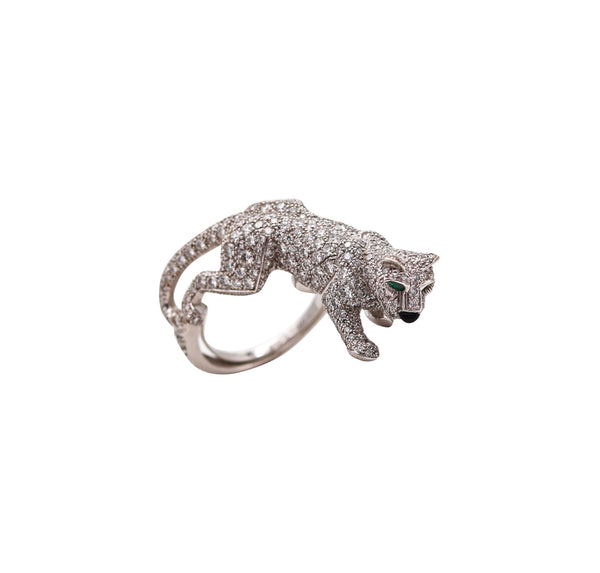 -Cartier Paris Iconic Walking Panthere Ring In 18Kt Gold With 4.69 Ctw In Diamonds
