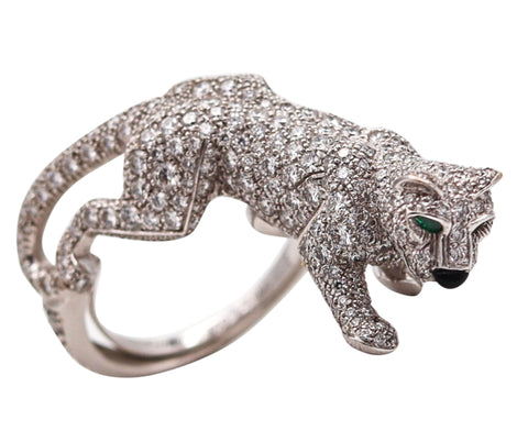 -Cartier Paris Iconic Walking Panthere Ring In 18Kt Gold With 4.69 Ctw In Diamonds