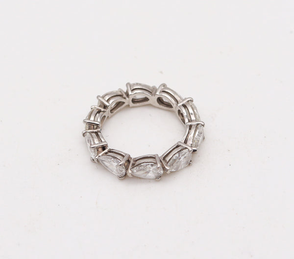 ETERNITY RING Band In 18Kt White Gold With 3.50 Ctw Pears Shape Diamonds