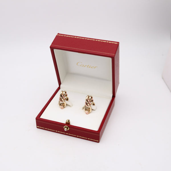 CARTIER London 1935 Art Deco Three-Color Stirrup Links Cufflinks In Solid 18Kt Gold