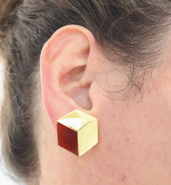 TIFFANY & Co. Angela Cummings Geometric Earrings In 18Kt Gold With Carnelian