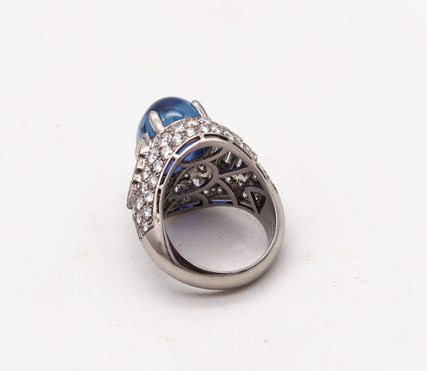 BVLGARI Trombino Cocktail Ring In Platinum With 21.88 Ctw In Diamonds & Sapphire