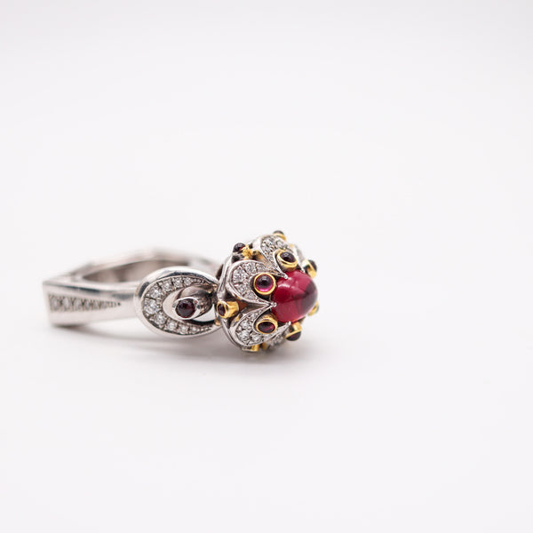 ALEKSANDER CHULYAKOV Geometric Cocktail Ring In 18Kt Gold With Gemstones