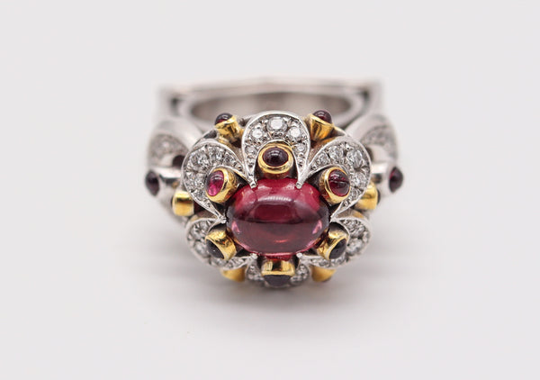 ALEKSANDER CHULYAKOV Geometric Cocktail Ring In 18Kt Gold With Gemstones