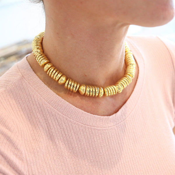 MARINA B. Milano 1996 Limited Edition Modernist Spring Necklace In 18Kt Yellow Gold