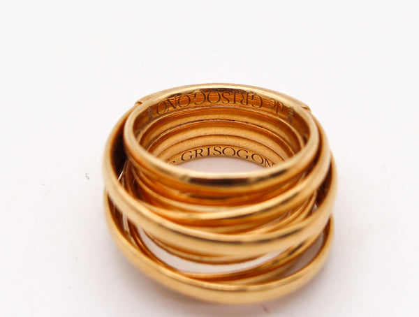 GRISOGONO Swiss Sculptural Wired Band Ring In Solid 18Kt Yellow Gold