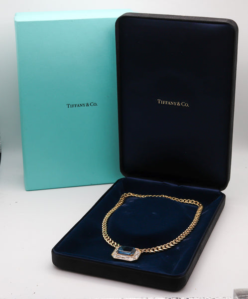 TIFFANY & CO. Necklace In 18Kt Yellow Gold Platinum With VS Diamonds & Aquamarine